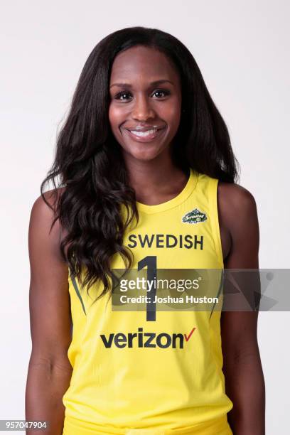 Crystal Langhorne of the Seattle Storm poses for a head shot during 2018 WNBA media day at Key Arena Seattle, Washington. NOTE TO USER: User...