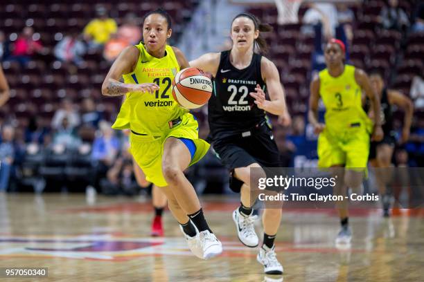 May 7: Saniya Chong of the Dallas Wings defended by Kelly Faris of the New York Liberty during the Dallas Wings Vs New York Liberty, WNBA pre season...