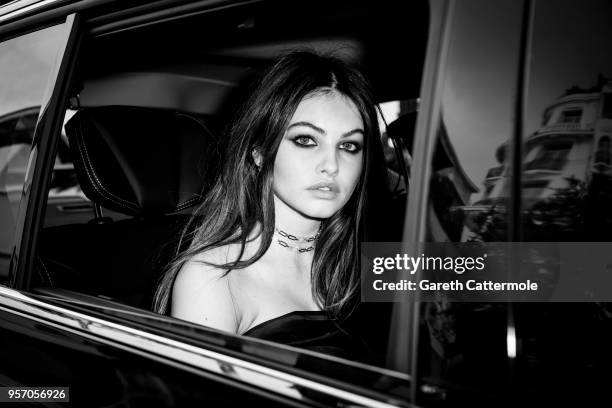 Thylane Blondeau departs the Martinez Hotel during the 71st annual Cannes Film Festival at on May 10, 2018 in Cannes, France.