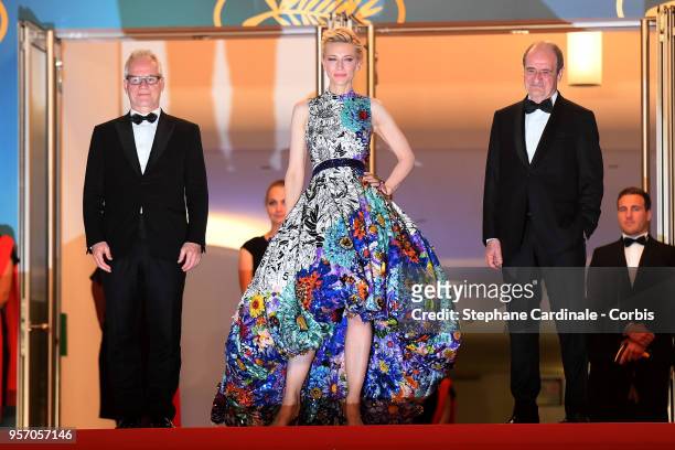 Cannes Film Festival President Pierre Lescure, Jury President Cate Blanchett and Cannes Film Festival Director Thierry Fremaux attend the screening...
