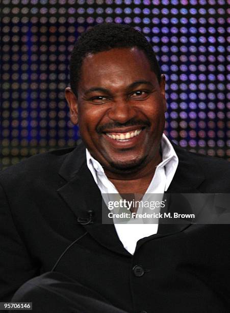Actor Mykelti Williamson speaks onstage at the FOX "24" portion of the 2010 Winter TCA Tour day 3 at the Langham Hotel on January 11, 2010 in...