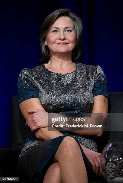 Actress Cherry Jones speaks onstage at the FOX "24" portion of the 2010 Winter TCA Tour day 3 at the Langham Hotel on January 11, 2010 in Pasadena,...