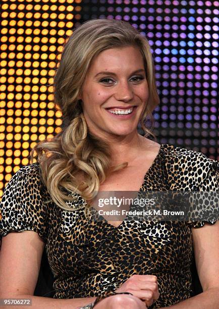 Actress Katee Sackhoff speaks onstage at the FOX "24" portion of the 2010 Winter TCA Tour day 3 at the Langham Hotel on January 11, 2010 in Pasadena,...