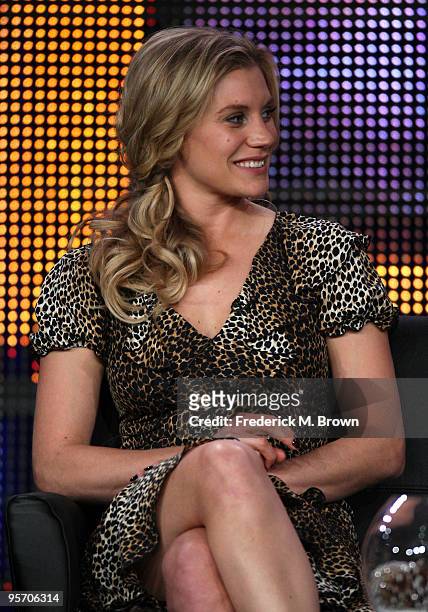 Actress Katee Sackhoff speaks onstage at the FOX "24" portion of the 2010 Winter TCA Tour day 3 at the Langham Hotel on January 11, 2010 in Pasadena,...