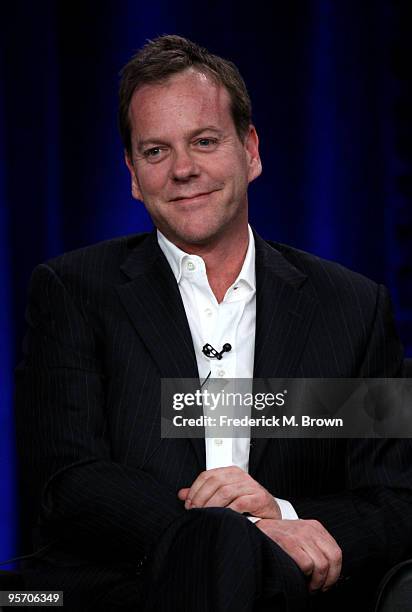 Actor/executive producer Kiefer Sutherland speaks onstage at the FOX "24" portion of the 2010 Winter TCA Tour day 3 at the Langham Hotel on January...