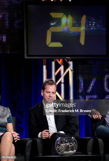 Actor/executive producer Kiefer Sutherland speaks onstage at the FOX "24" portion of the 2010 Winter TCA Tour day 3 at the Langham Hotel on January...