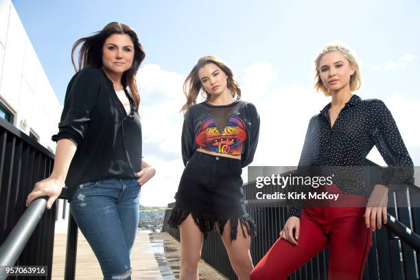 Actresses Tiffani Amber Theissen, Paris Berelc and Isabel May are photographed for Los Angeles Times on March 14, 2018 in Hollywood, California....