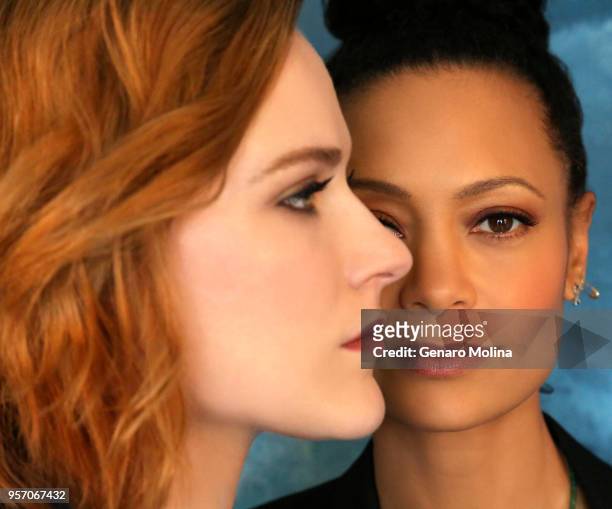 Actresses Evan Rachel Wood and Thandie Newton are photographed for Los Angeles Times on March 12, 2018 in Beverly Hills, California. PUBLISHED IMAGE....