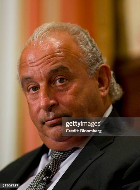 Sir Philip Green, owner of U.K. Retailer Arcadia Group Ltd., listens at the Financo Retail Panel event in New York, U.S., on Monday, Jan. 11, 2010....