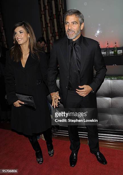 Italian model/actress Elisabetta Canalis and actor George Clooney attend the 2009 New York Film Critic's Circle Awards at Crimson on January 11, 2010...
