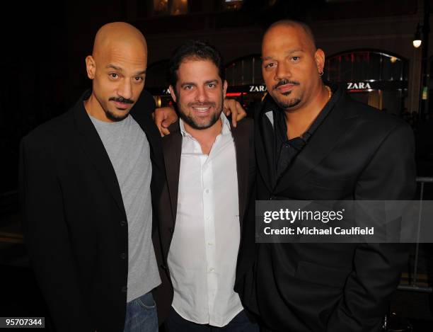 Director Albert Hughes, director Brett Ratner and director Allen Hughes arrive at "The Book Of Eli" premiere held at Grauman's Chinese Theatre on...