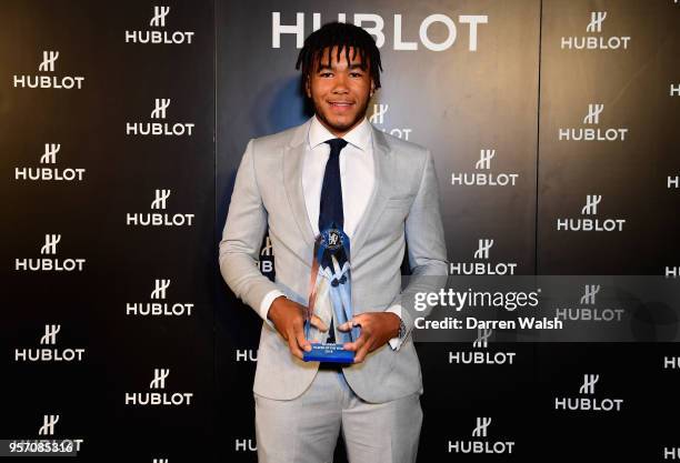 Reece James of Chelsea wins Academy Player of the Year during the Chelsea Player of the Year awards at Olympia London on May 10, 2018 in London,...