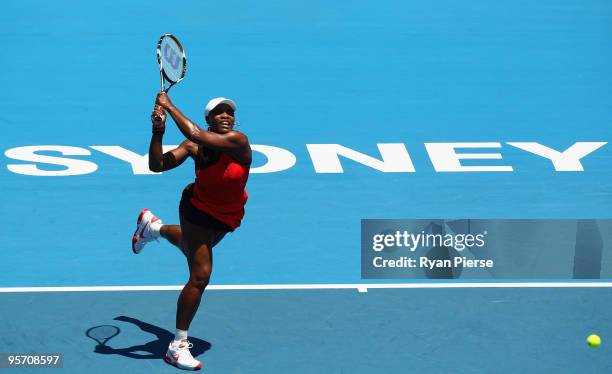 Serena Williams of the USA plays a backhand in her second round match against Maria Jose Martinez Sanchez of Spain during day three of the 2010...