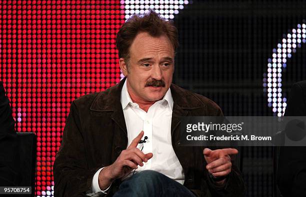 Actor Bradley Whitford speaks onstage at the FOX "Code 58" portion of the 2010 Winter TCA Tour day 3 at the Langham Hotel on January 11, 2010 in...