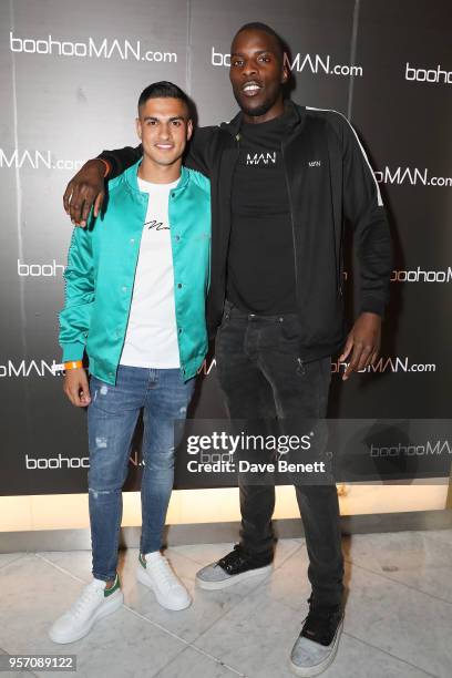 Samir Kamani and Lawrence Okolie attends boohooMAN by Dele Alli Launch at Radio Rooftop on May 10, 2018 in London, England.