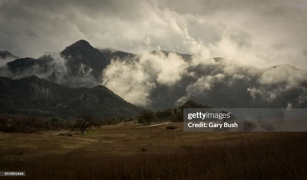 Cloud-covered mountains, Grasslands Trail, Santa Monica Mountains Recreation Area