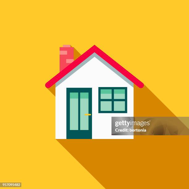 ilustraciones, imágenes clip art, dibujos animados e iconos de stock de diseño planos casa envío icono con sombra lateral - roofing-clip-art