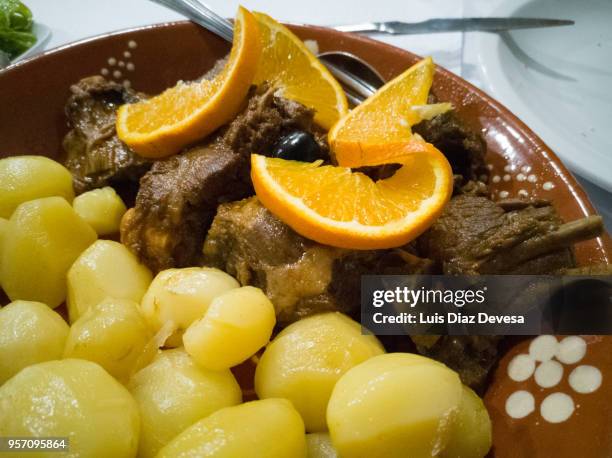 lamb stew with carrots, potatoes and orange - lamb stew stock pictures, royalty-free photos & images