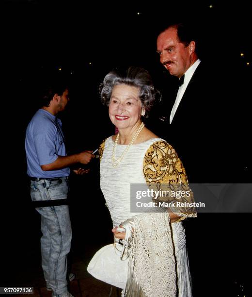 Former First Lady Lady Bird Johnson arrives at the MD Anderson Cancer research center fundraiser gala, Houston Texas, USA, October 19, 1991.
