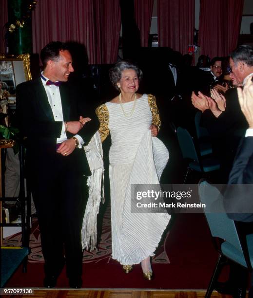 Former First Lady Lady Bird Johnson arrives at the MD Anderson Cancer research center fundraiser gala, Houston Texas, USA, October 19, 1991.
