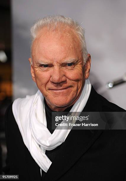 Actor Malcolm McDowell arrives at the Premiere Of Warner Bros. "The Book Of Eli" at Grauman's Chinese Theater on January 11, 2010 in Hollywood, Los...