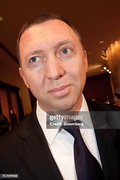 Oleg Deripaska, chief executive officer of United Co. Rusal, arrives to an investor luncheon in Hong Kong, China, on Tuesday, Jan. 12, 2010....