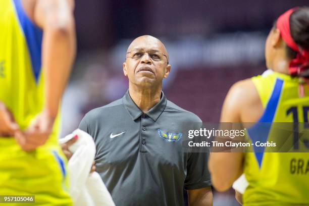 May 7: Fred Williams, head coach of the Dallas Wings on the sideline during the Dallas Wings Vs New York Liberty, WNBA pre season game at Mohegan Sun...