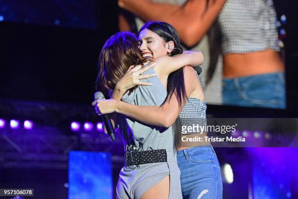 Vanessa Mai performs with the young influencer and singer Ana Lisa Kohler live on stage during her concert on May 10, 2018 in Berlin, Germany....