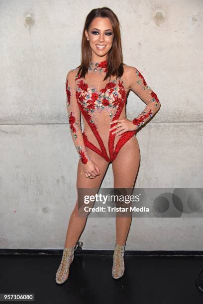 Vanessa Mai poses behind the scenes after she performed live on stage during her concert on May 10, 2018 in Berlin, Germany. Vanessa Mai invited...