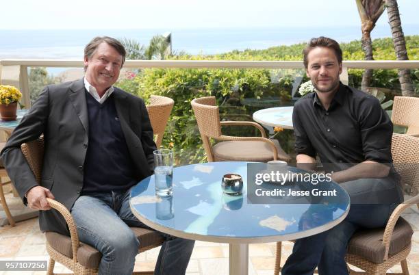 Legend Wayne Gretzky and Taylor Kitsch talk hockey for a special 2018 Stanley Cup Playoffs program on May 10, 2018 in Malibu, California.