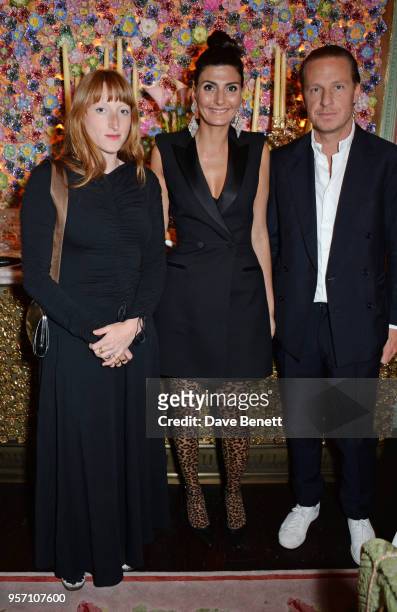 Molly Goddard, Giovanna Battaglia Engelbert and Oscar Engelbert attend a private dinner to celebrate the launch of "AdR Book: Beyond Fashion", a new...