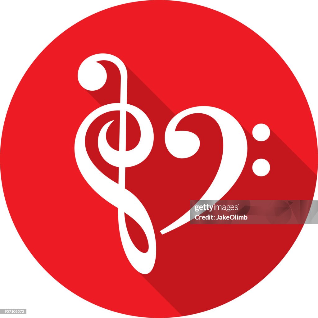 Music Note Heart Icon Silhouette