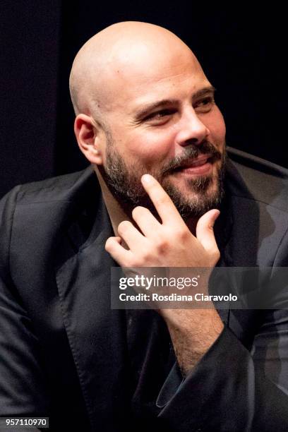 Italian actor Marco D'Amore attends the reading for the novel 'Il Selvaggio' by Guillermo Arriaga at Teatro Franco Parenti on May 10, 2018 in Milan,...