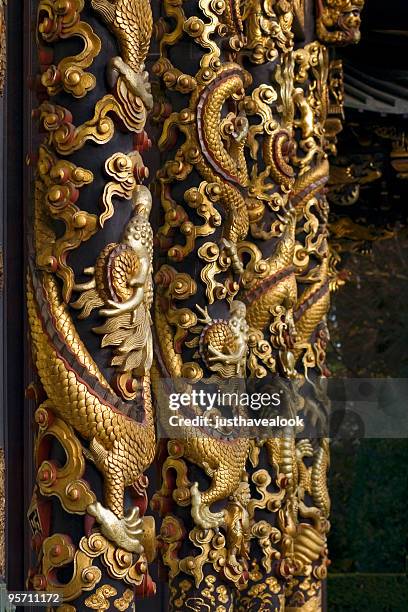 japanese / chinese / asian columns - chinese dragon art stock pictures, royalty-free photos & images