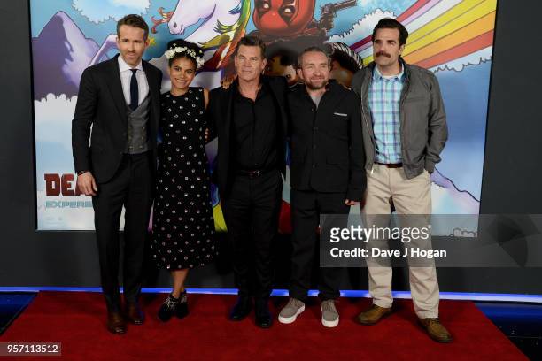 Ryan Reynolds, Zazzie Beetz, Josh Brolin, Eddie Marsan and Rob Delaney attend the 'Deadpool 2' fan screening at Cineworld Leicester Square on May 10,...
