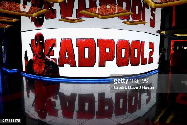 General view of the 'Deadpool 2' fan screening at Cineworld Leicester Square on May 10, 2018 in London, England.