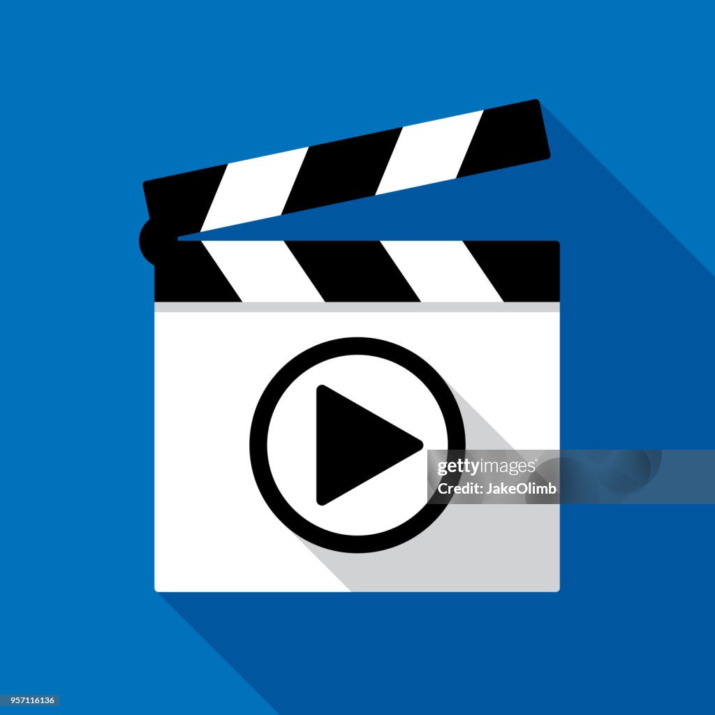 Clapboard Play Button Icon Flat