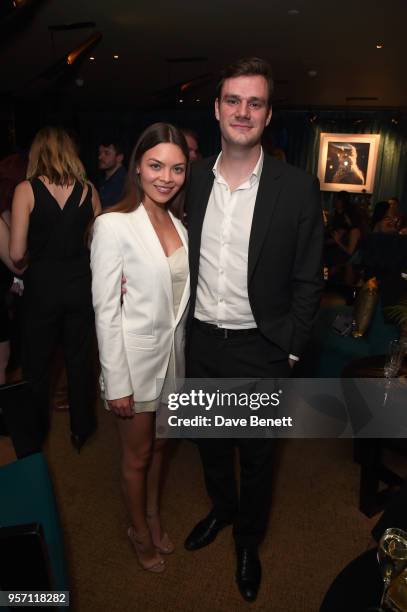 Scarlett Byrne and Cooper Hefner attend as Cooper Hefner hosts VIP party at Playboy Club London to celebrate Playboy's nomination at the British...