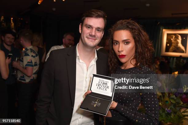 Cooper Hefner and Ines Rau attend as Cooper Hefner hosts VIP party at Playboy Club London to celebrate Playboy's nomination at the British LGBT+...