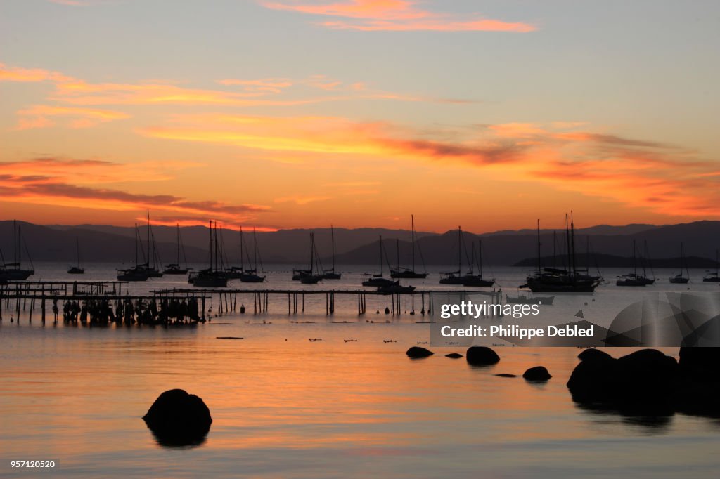 Brazil, Santa Catarina, Florianópolis, Santo Antonio de Lisboa, sunset