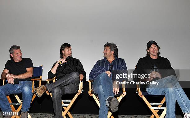 Supervising Sound Editor Ethan Van Der Ryn, Supervising Sound Editor Erik Aadahl, Sound Re-recording Mixer Greg P. Russell, and director Michael Bay...