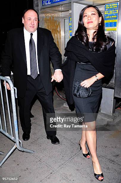 Actor James Gandolfini and wife Deborah Lin attend the 2009 New York Film Critic's Circle Awards at Crimson on January 11, 2010 in New York City.