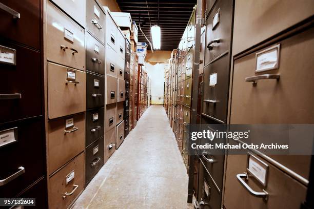 View of the file cabinets in the Michael Ochs Archives on May 10, 2018 in Los Angeles, California.