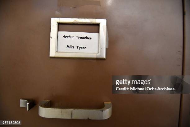 View of a file cabinet that reads "Arthur Treacher - Mike Tyson" in the Michael Ochs Archives on May 10, 2018 in Los Angeles, California.