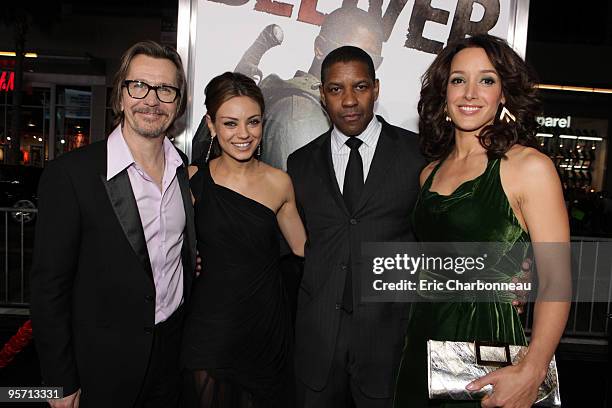 Gary Oldman, Mila Kunis, Denzel Washington and Jennifer Beals at Warner Bros. Pictures Premiere of Alcon Entertainment's 'The Book of Eli' at...