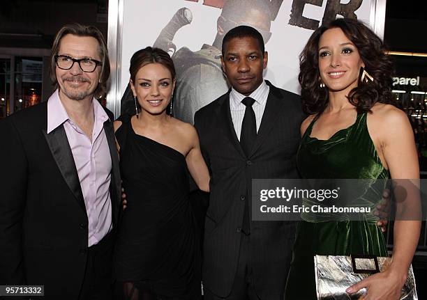 Gary Oldman, Mila Kunis, Denzel Washington and Jennifer Beals at Warner Bros. Pictures Premiere of Alcon Entertainment's 'The Book of Eli' at...