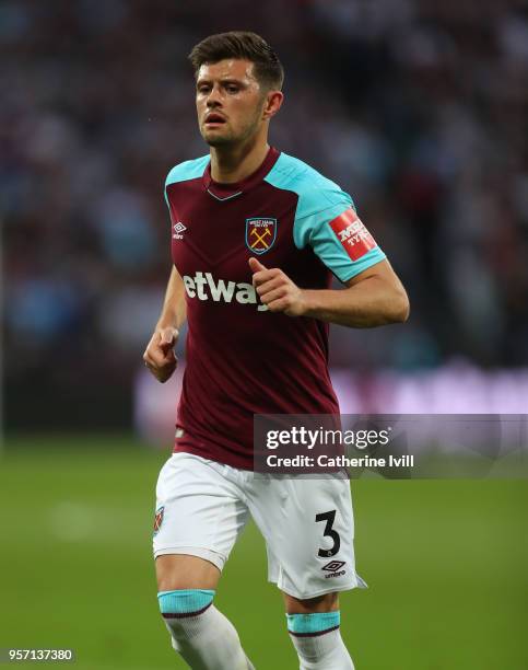 Aaron Cresswell of West Ham United during the Premier League match between West Ham United and Manchester United at London Stadium on May 10, 2018 in...