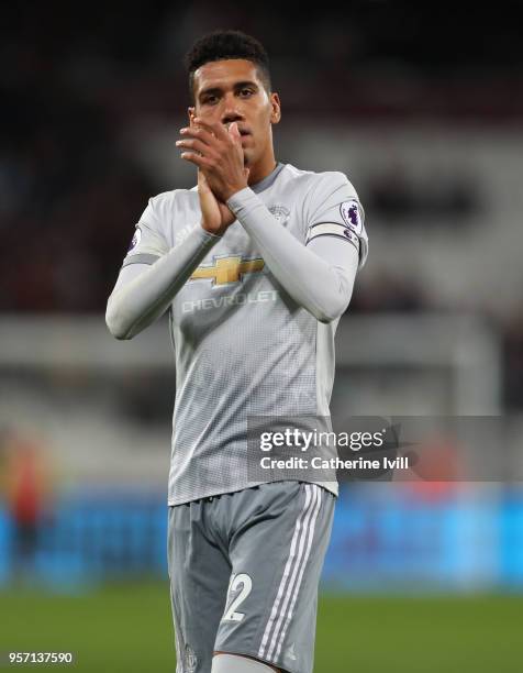 Chris Smalling of Manchester United during the Premier League match between West Ham United and Manchester United at London Stadium on May 10, 2018...