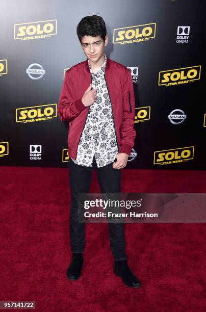 Joshua Rush attends the premiere of Disney Pictures and Lucasfilm's "Solo: A Star Wars Story" at the El Capitan Theatre on May 10, 2018 in Los...