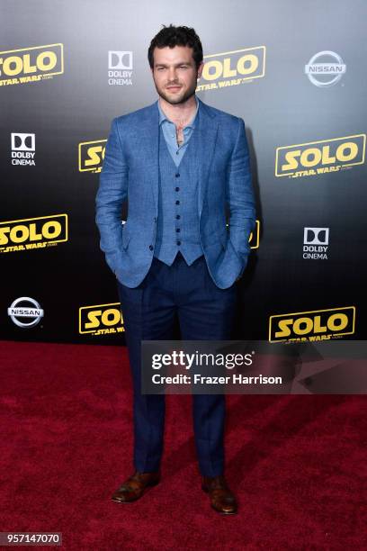 Alden Ehrenreich attends the premiere of Disney Pictures and Lucasfilm's "Solo: A Star Wars Story" at the El Capitan Theatre on May 10, 2018 in Los...